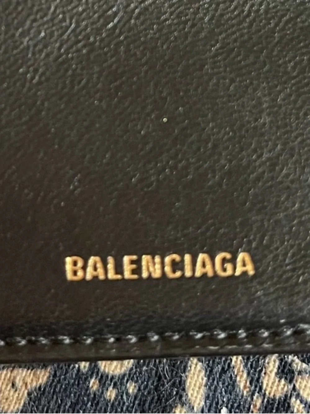 BALENCIAGA Hourglass Mini Wallet in Black Shiny Box Calfskin Leather w/ COA